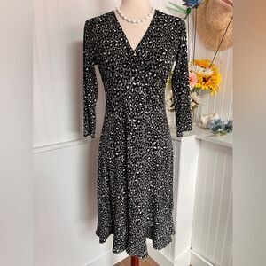 Leota Wrap Cheetah Black & Gray Print Dress Size Small